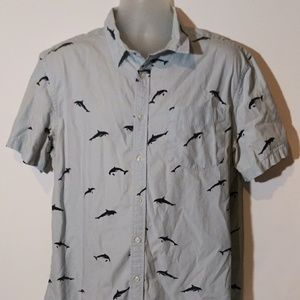 Cactus Dolphin Print Button Front Shirt XL